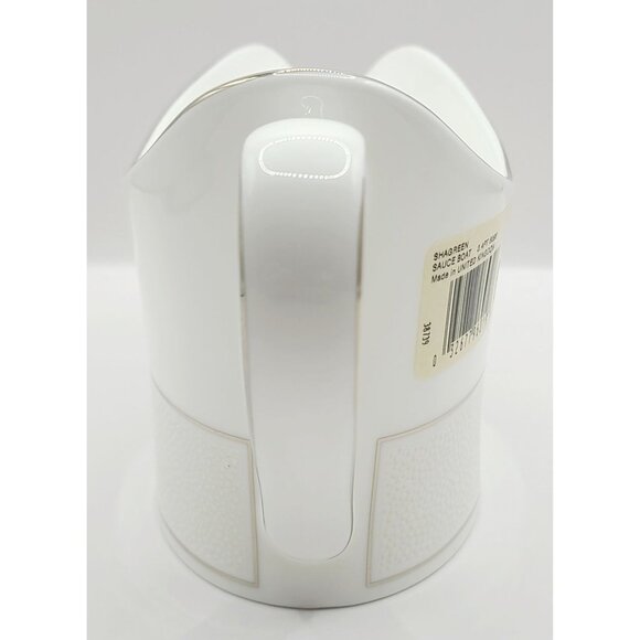 Wedgwood Shagreen Gravy Sauce Boat Silver Rim Handle New With Tags - Picture 2 of 8